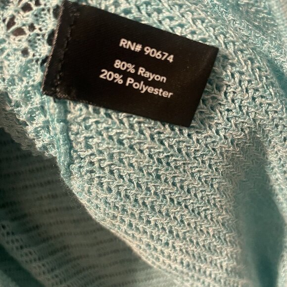 Boston Proper Coverup Women's Sz S/M Aqua Blue Beachy Knit Swim 2AR493 - Picture 5 of 6